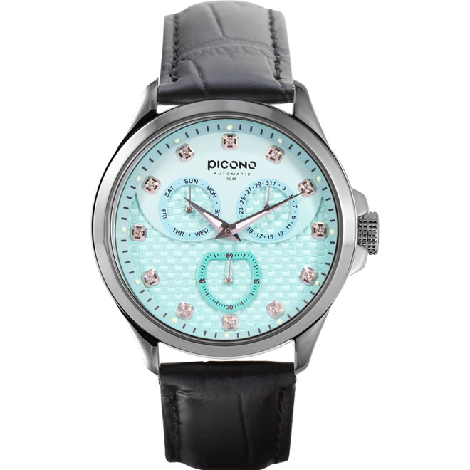 Woven Polished silver / blue layered dial